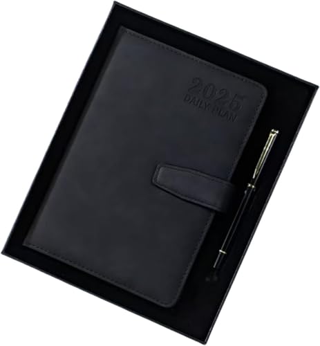 手帳 2025 手帳 A5 スケジュール帳 システム手帳 日記帳 ビジネス手帳 プランナー防水性と防汚性1日1ページ (ブラック)