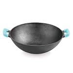 BERGNER Eco Cast Iron 24cm (2.8L) Kadai for Healthy Cooking PreSeasoned Even Heat Distributor Retains Heat to Enhance Flavor Comes with Silicone Sleeve Induction Bottom and Gas Stove Ready