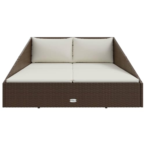 Lit de jardin en résine marron tressée avec structure robuste d'extérieur - 6