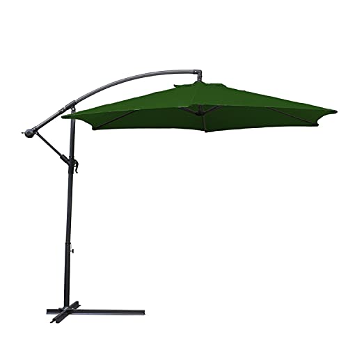 EINFEBEN Sombrilla de aluminio de 3 m de diámetro, sombrilla de jardín con soporte, altura regulable, plegable, protección UV 40+, varios colores, resistente al agua, verde