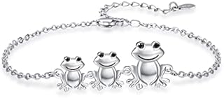 Frog Bracelet Women 925 Sterling Silver Frogs Charm Bracelet Mom Bracelet Frog Jewellery Gifts for Girls Mother Grandmother and Daughter