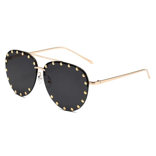 Ladies Metal Rivet Sunglasses Women Glasses Eyewear Shades UV400