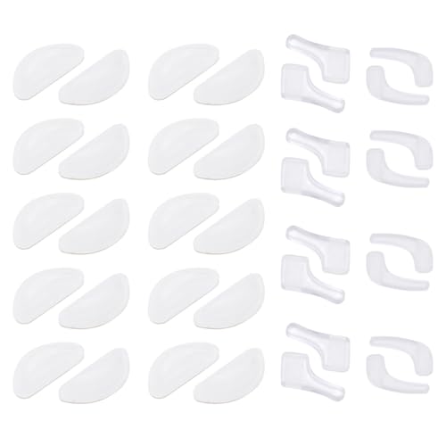 JEYORZY 10 pares Almohadillas de nariz Adhesiva y 10 Pares Sujeta Gafas, Soporte para Puntas de Las Patillas, Retenedores de Gafas, Almohadillas de nariz antideslizantes finas para gafas Gafas de sol
