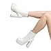DREAM PAIRS Women's Platform Gogo Ankle Boots High Chunky Heels Square Toe Comfort Party Dress Booties Shoes for Women,Size 8.5,White,SDAB2305W