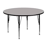 Flash Furniture Wren 48'' Round Grey HP Laminate Activity Table - Height Adjustable Short Legs