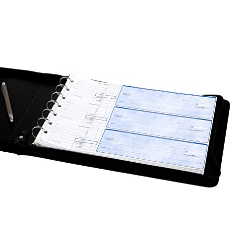 7 Ring Business Check Book Zippered Binder, Fits 600 Checks (200 Sheets 9"X13" 3 Checks Per Page) Professional Look! By Executive Supplies #TOP6
