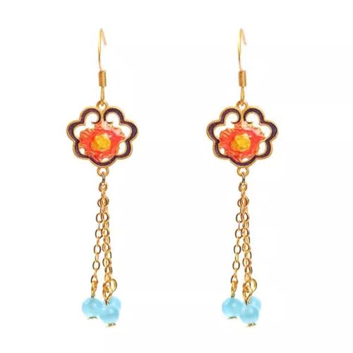 Boucles d'oreilles à pampilles émail de haute qualité et finitions artistiques