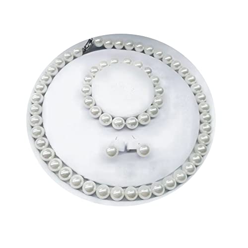 Colar de pérolas naturais de 7 a 8 mm em forma de água doce, pulseira e brinco, com um comprimento d