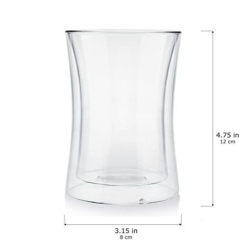 Teabloom Modern Insulated Tasting Glass Cups - Set Of 2 Double Walled Glasses (10 Oz / 300 Ml) - Milano Collection #TOP3