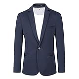 YOUTHUP Chaqueta deportiva para hombre, corte ajustado, para tiempo libre, negocios, 1 botón, azul marino, XXXL