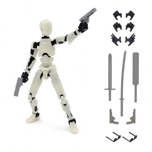 Image of Glow in Dark Dummy13 Fully Articulated Action Figure | 3D Printed Robot Assembly Kit | 5.4 Inch Tall Poseable Collectible Model | Dynamic Poses | DIY Display Figure | Made in India (Orange)