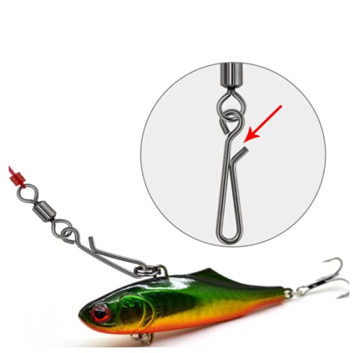 Laxygo 30Pcs Fishing Swivel With Hanging Snap Stainless Steel Rolling Ball Barrel Swivel With Safety Snaps Fishing Line Connector 2# 4# 6# 8# 10# 12# #TOP24