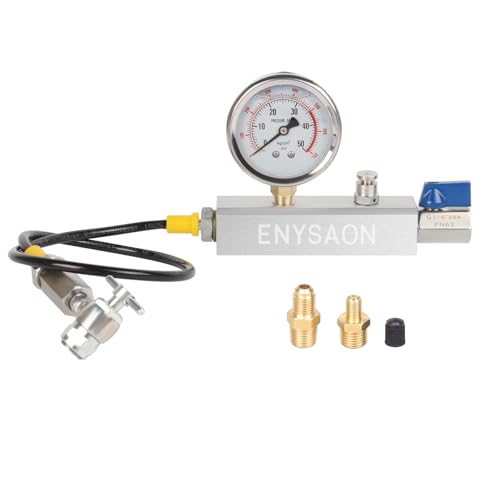 ENYSAON Nitrogen Shock Fill Kit with 700Psi Nitrogen Gauge and G1/4 & Schrader Valve Nitrogen Regulator Shock Fill No Loss Chuck Tool for ATV ATC UTV Off-Road Bike Dirt Bike