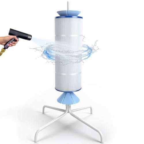 GUUXUEE Pool Cartridge Filter Cleaning Stand,Fits for 3, 4 Or 6 Inch Swimming Pool Cartridges,360°Deep-Cleaning Pool Filter Cleaning System
