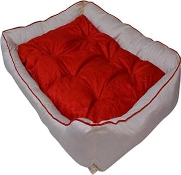 Gorgeous Luxurious Ultra Soft Ethnic Designer Bed for Dog/Cat Grey,Red Pillow (Export Quality) Size: Large