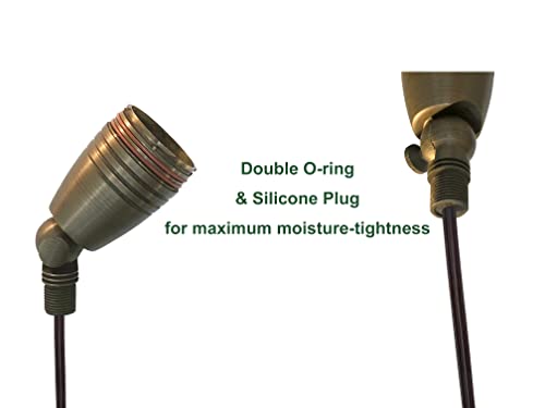 Gkoled Ul Listed Solid Brass Landscape Spotlight, Low Voltage Outdoor Directional Uplight, With 5W Mr16 Led Bulb & Large Rugged Slot Spike, 12V Ac/Dc Garden Patio Spot Up Light #TOP6