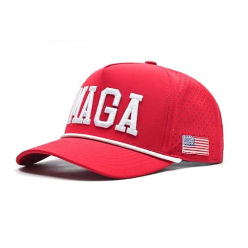 Curves & Clubs MAGA Golf Hat for Men Funny Red Snapback Golf Cap Adjustable Patriotic Style