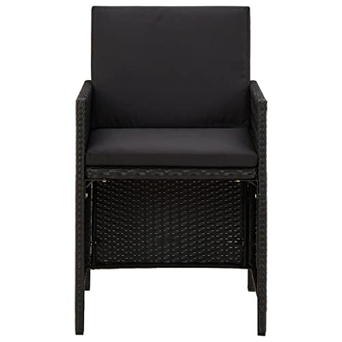 Chaises de jardin en polyrotin noir résistantes intempéries lot de 2 - 4