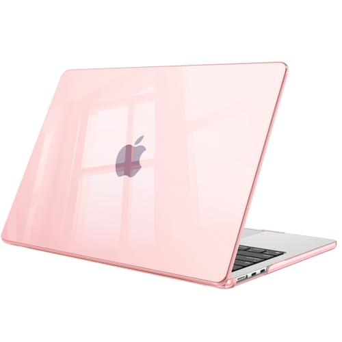 Image of Fintie Case for MacBook Air 13.6 A3449 /A3240 /A3113 /A2681, Crystal Pink | 2022-2026, M2 /M3 /M4 /M5, Snap-On Shell Cover, Full Port Access, Easy On /Off, Lightweight