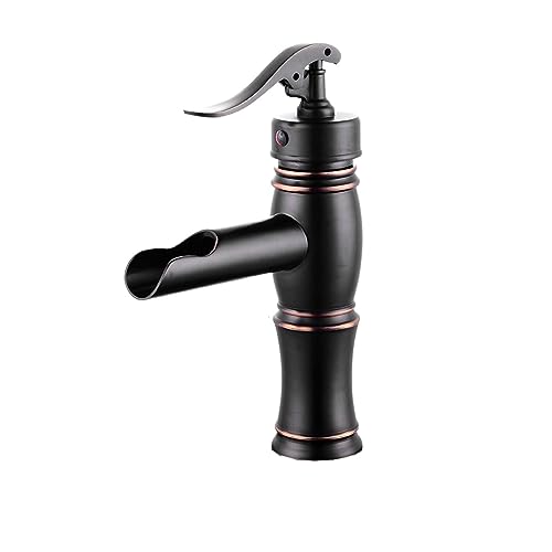 Robinet cascade noir mat pour lavabo moderne monotrou