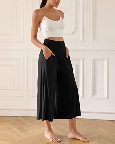 Ododos Women'S Wide Leg Palazzo Lounge Cropped Pants With Pockets Light Weight Comfy Casual Pajama Capri Pants-22 Inseam thumb #1