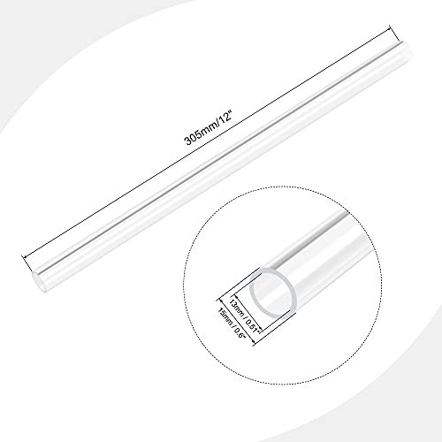 QUARKZMAN PVC Transparent Rohr, Innendurchmesser 13mm Durchmesser 15mm LÄNGE 305mm Acryl Kunststoffrohr für Lampenbau, Stehlampen, Möbel