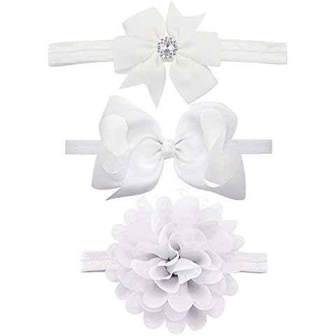 Yueshop 3pcs/Set Baby Kids Girls Bowknot Headband Toddler Elastic Hair Band Headwear Bow for Newborn Infant Toddlers (White) Cover