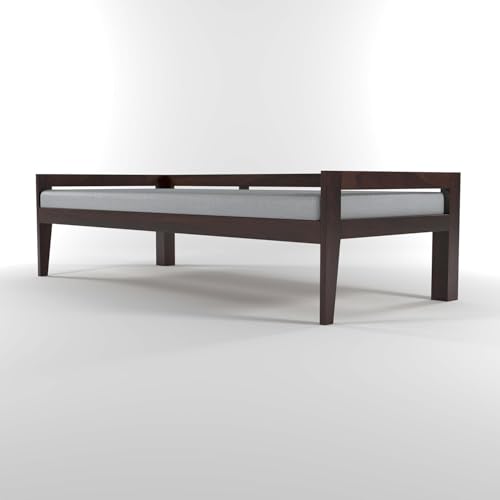 Image of Solid Sheesham Wood Sofa 3 Seater Sofa Diwan Bed for Home Living Room Wooden Couch Diwan Sofa Sheet Without Small Pillow for Living Room and Office (Walnut)