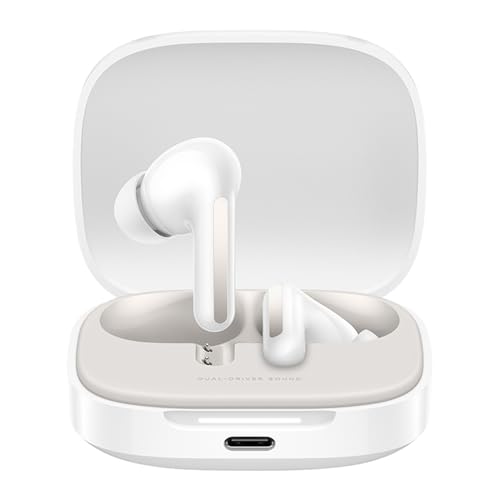 Xiaomi Redmi Buds 6 – Kabellose Bluetooth-In-Ear-Kopfhörer, Dual-Treiber, immersiver Sound, 49 dB aktive Geräuschunterdrückung, bis zu 10h+42h Akkulaufzeit, IP54, Weiß