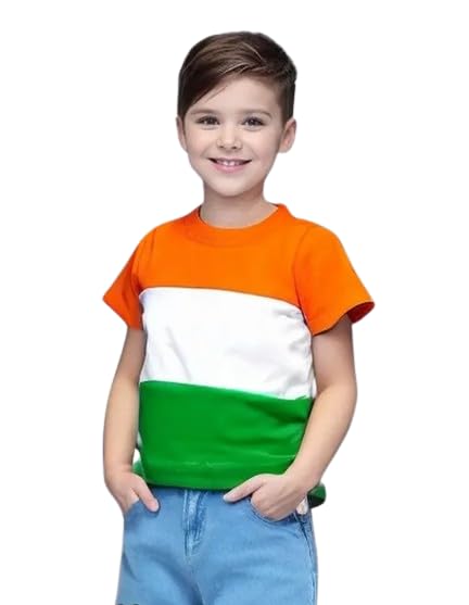 TICOSS Boys & Girls Indian Tri-Color Republic Day Tiranga Cotton Half Sleeve T-Shirts
