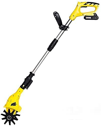 Samnuerly Tiller Rotavator Inalámbrico, Tiller Manual Eléctrico Portátil De 20 V con Batería Recargable Y Cargador, Mango Ajustable De 97-127 Cm, Cultivadores De Suelo De Mano para Jardines Campos De