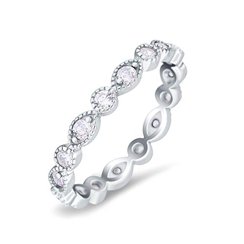 Blue Apple Co. Curved Marquise Art Dec Full Eternity Stackable Band Simulated Cubic Zirconia 925 Sterling Silver3