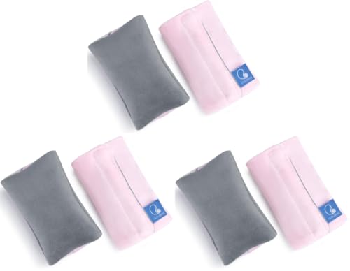 Image of COOLBEBE Car Seat Straps Shoulder Pads for Baby Kids, Super Soft Seat Belt Covers for All Car Seats /Pushchair /Stroller /High Chair (Grey /Pink) (Pack of 3)