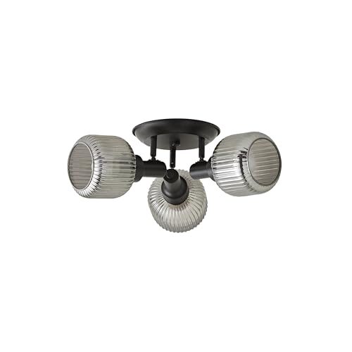 Image of ValueLights | Calpe 3 Way Matte Black and Smoked Glass Shade Adjustable Spotlight Ceiling Light with Bulbs | Ceiling Lights, Home Décor & Improvement Essential | Mains Wired