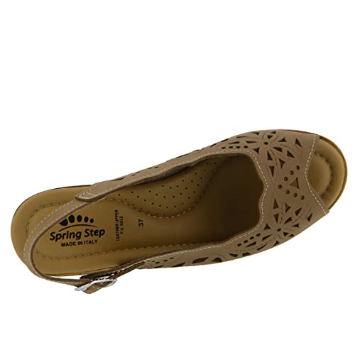 Spring Step Orella Slingback Sandals for Women - Leather Sandals with Adjustable Straps - Women's Sandals with Geometric Laser-Cut Detail3