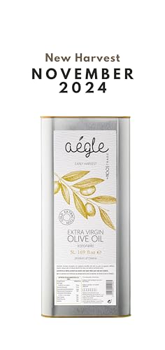 Aegle 5L Early Harvest Cold Pressed Olive Oil Extra Virgin, Premium Quality Polyphenol Rich Greek EVOO, Monovarietal green Koroneiki, Single Estate, Messenia, 5Litre Tin