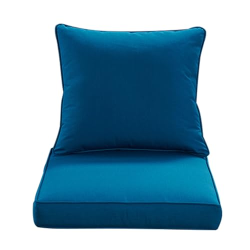 Image of QILLOWAY Outdoor /Indoor Furniture Cushions Set,Replacement Deep Seat Cushion for Patio Chair Furniture, 2sets,Peacock Blue