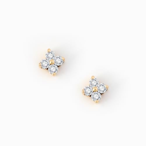 Gelin Diamond Flower Cluster Earrings in 14K Solid Gold3