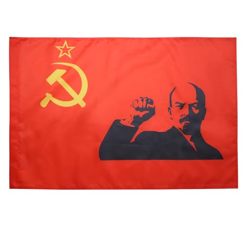 AZ FLAG Bandera de la URSS con Lenin PUÑO EN Alto 150x90cm para Palo - Bandera Comunista SOVIÉTICA 90 x 150 cm