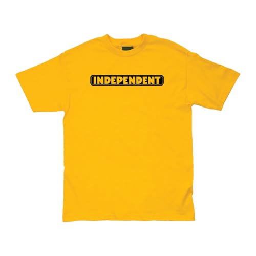 INDEPENDENT Truck Company Bar Logo S/S Midweight T-Shirt Gold w/Grey XL Youth