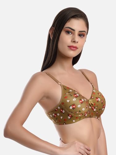 Image of FIMS - Fashion is my style Women Cotton Blend Floral Lightly Padded Bra Non-Wired Full Coverage Multicolor Cup- B