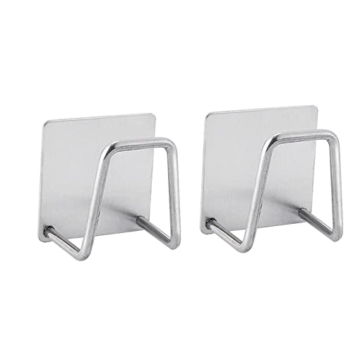 Aznze 2 pièces Porte-éponge Autocollant, Porte-éponge en Acier Inoxydable,Porte-éponge de Cuisine sans perçage, Cadre de Drainage du réservoir Cover