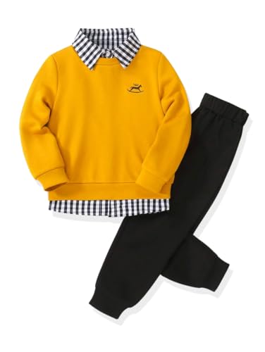 Image of KIDLAGA Toddler Boy Clothes Long Sleeve Sweatshirt Tops and Pants Boys 2-Piece Kids Winter Outfits