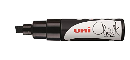 uni-ball 186499 - Marcador de ventana y tiza UNI CHALK PWE-8K, 8 mm, punta en cuña, negro