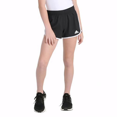 Adidas Girl's Elastic Waistband Woven Shorts, Black, M(10/12)
