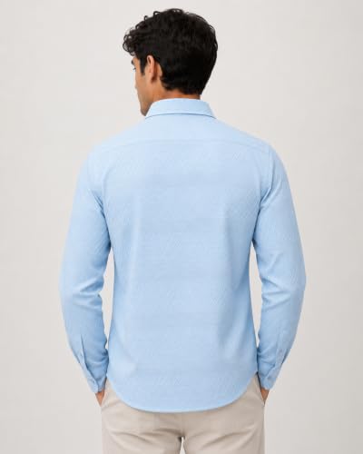 Image of The Kab's Men Casual Shirt | Textured Cotton Fabric Regular Fit Shirts for Men Stylish | Full Sleeve Shirt for Man | Comfortable Breathable Fabric | Perfect for Casual Office and Outing Wear