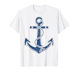 vintage distressed nautical grungy navy blue anchor rope art T-Shirt