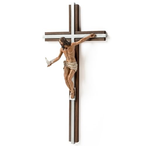 El Mejor Listado de Cruces y crucifijos de pared más recomendados. 42 BCC, Cruz de pared de crucifijo de regalo católico del espíritu, Espíritu Santo Jesucristo, decoración inspiradora para el hogar, regalo devoto, 14.3 pulgadas de alto,...