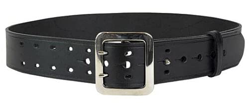 VEGA HOLSTER 1V56 CINTURONE IN PELLE NERO BIANCO DOPPIO ARTIGLIO USO VIGILANZA PS CC GDF GPG (EXTRA LARGE CM 113-127, NERO)
