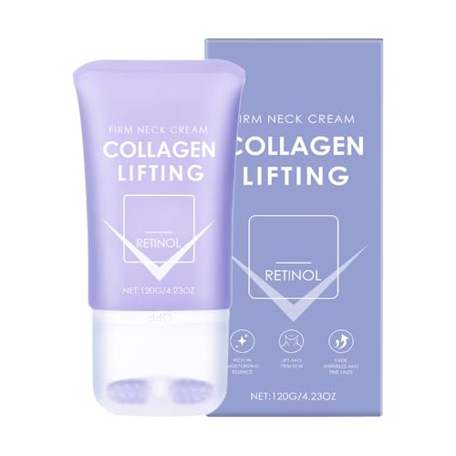 Crema Reductora De Cuello - Crema Hidratante Y Reafirmante Para Cuello 120 G,Efecto Lifting Y Reparación Cutánea Con Rodillo Masajeador Para Uso Diario, Hogar Y Nocturno